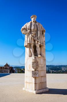 Monument of John III near Coimbra University, Portugal. He was the King of Portugal in the 16th century.