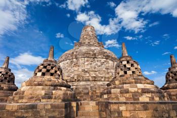 Stupas in Borobudur Temple, Central Java, Indonesia