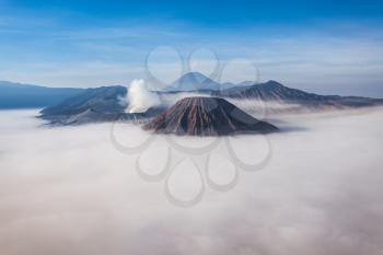 Bromo, Batok and Semeru volcanoes, Java island, Indonesia