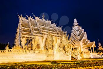 Wat Rong Khun (White Temple) at the night, Chiang Rai, Thailand 