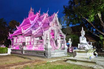Wat Sri Suphan temple at the night in Chiang Mai, Thailand