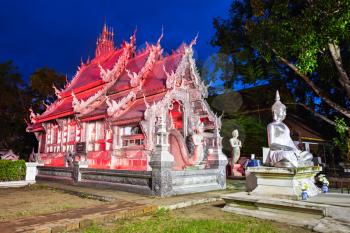 Silver Temple at the night in Chiang Mai, Thailand