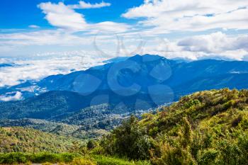 Mountains aerial view from Doi Inthanon viewpoint, nothern Thailand