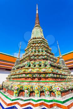 Phra Chedi Rai in Wat Pho Buddhist temple complex in Bangkok, Thailand