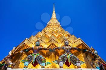 Golden Chedi of Wat Phra Kaew Temple in Bangkok, Thailand