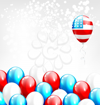 Balloons in national USA colors on grayscale background