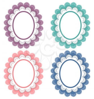 Four lace multicolored frames isolated on white background