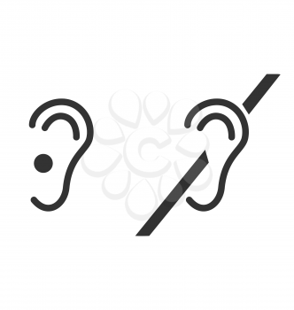 Disability pictogram flat icon mute isolated on white background