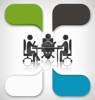 Infographic Element Business Meeting on Grayscale Background