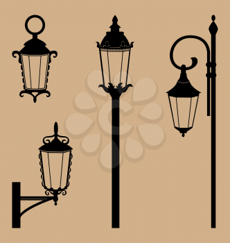 Set of black lanterns isolated on beige