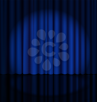 Blue Stage Curtain with Light Spot