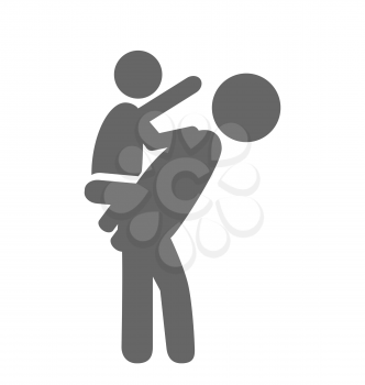 Father and baby play pictogram flat icon isolated on white background