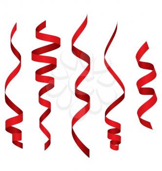 Celebration Curved Ribbons Variations Isolated on White Background