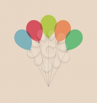 Vintage multicolor balloons isolated on beige background