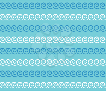 Seamless sea pattern. Blue and white waves on light blue background