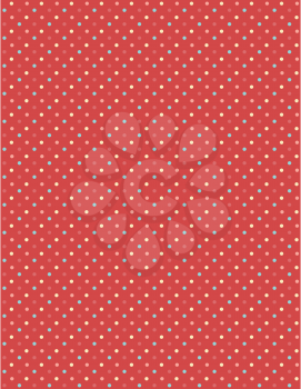 Seamless dot pattern. Multicolor dots on red background