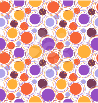 Seamless bright fun abstract pattern with circles isolated on white background