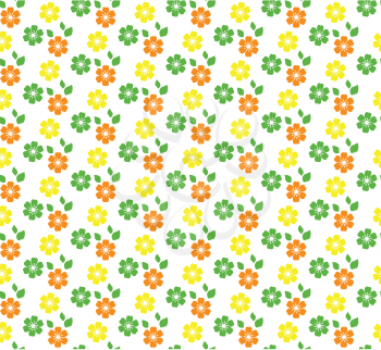 Seamless bright summer pattern with flowers isolated on white background