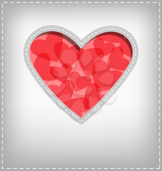 Heart cutout in gray card 