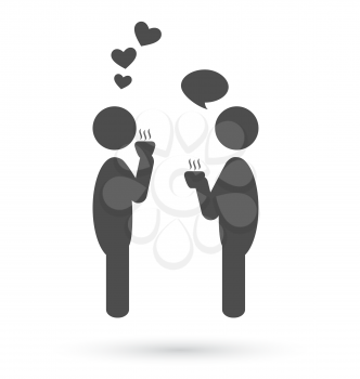 Flat people coffee romance icon isolated on white background