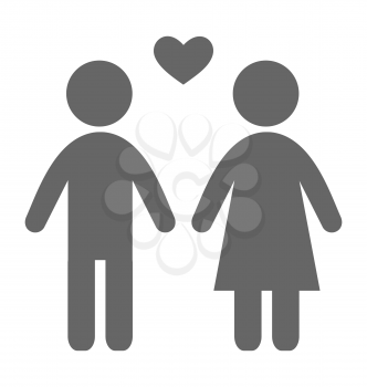 Love couple pictogram flat icon isolated on white background