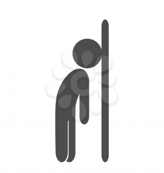 Fizzle out man flat icon pictogram isolated on white background