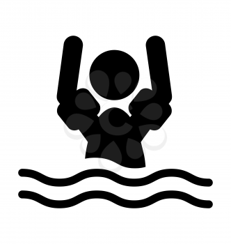 Swim water sleeve protectors information flat people pictogram icon isolated on white background