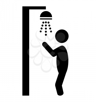 Summer beach pool shower flat people pictogram icon isolated on white background