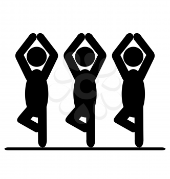 Yoga balance asana people pictogram flat icon isolated on white background