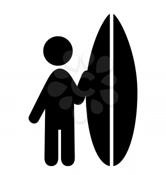 Summer Water Sport Surfing Pictograms Flat People Icons Isolated on White Background