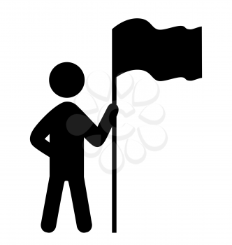 People Man with Flag Flat Icons Pictogram Isolated on White Background