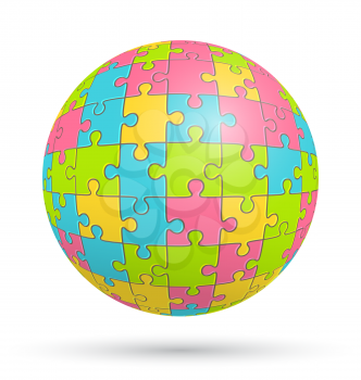 Puzzle Jigsaw Sphere Isolated on White Background