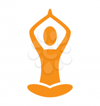 Orange emblem Yoga pose isolated on white background