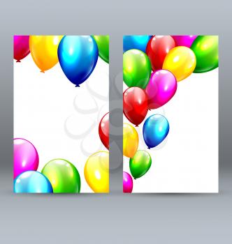 Two Celebration Greet Cards with Inflatable Bright Balloons
