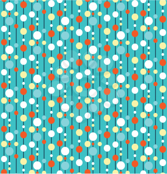 Seamless bright fun abstract vertical pattern with multicolored circles