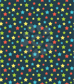 Seamless bright abstract pattern  with stars isolated on blue background