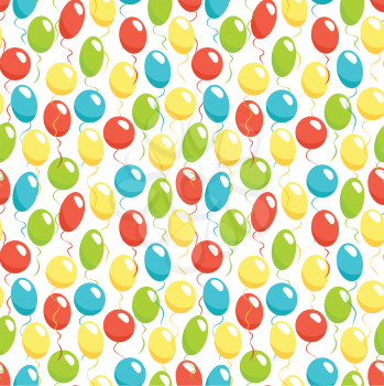 Seamless bright fun celebration festive air balloons pattern isolated on white background