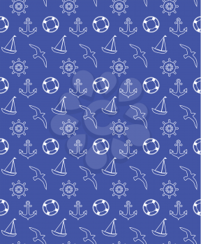 Seamless sea pattern isolated on blue background