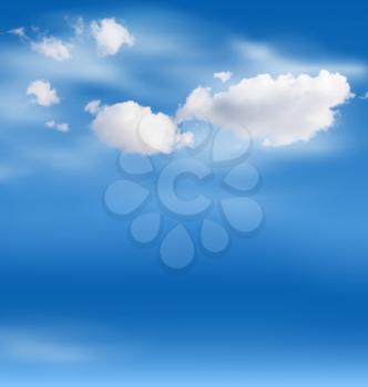 White clouds in the sky on blue background