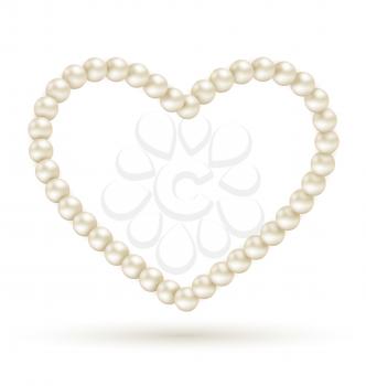 Pearl heart like frame isolated on white background