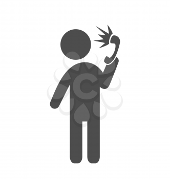 Man with shouting phone flat icon pictogram isolated on white background