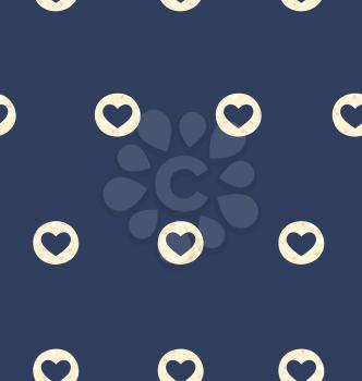 Seamless pattern with heart isolated on blue background