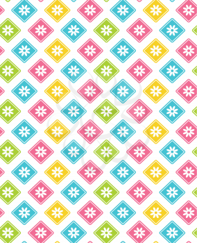 Seamless bright fun abstract pattern with flowers
