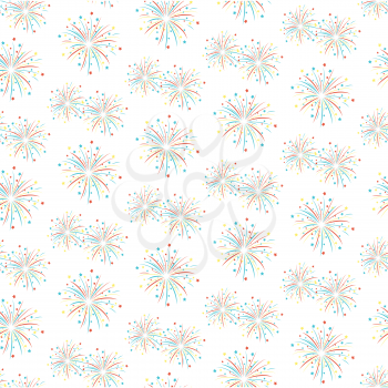 Seamless firework salute pattern isolated on white background
