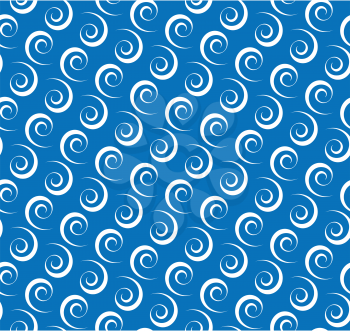Seamless Spiral Abstract Pattern Isolated on Blue Background