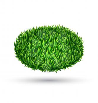 Green grass oval with shadow isolated on white background