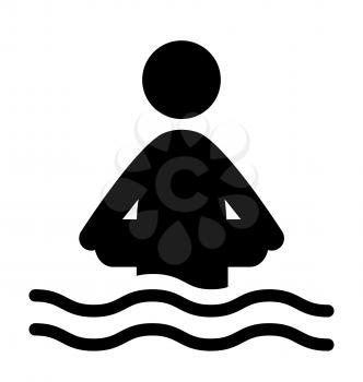 Swim water inflatable circle information flat people pictogram icon isolated on white background