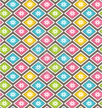 Seamless bright fun abstract pattern with flowers