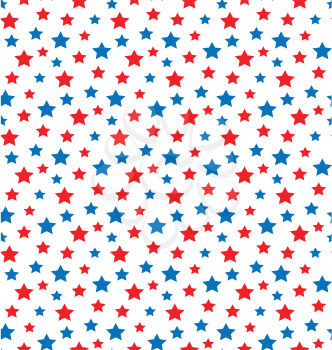 USA celebration seamless with stars in national colors for independence day isolated on white background