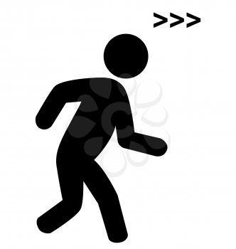 Run man with speed symbol flat icon pictogram isolated on white background